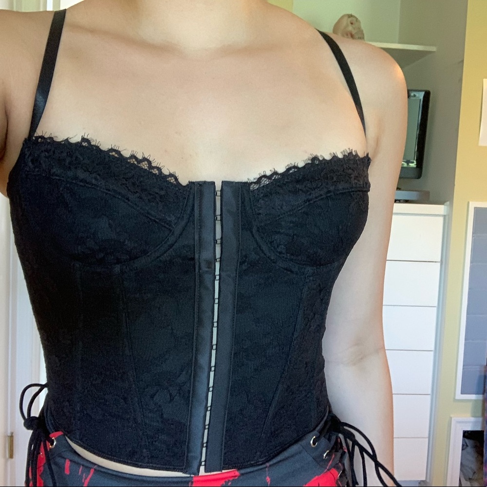 Vintage thrifted black sexy corset